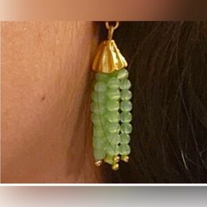 Tory Burch Roxanne Swirled Green Tassel Earrings